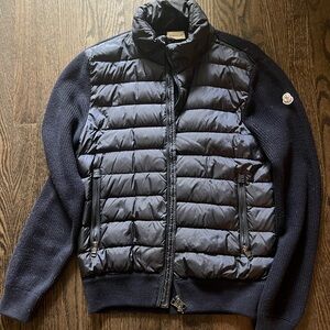Moncler hybrid down knit sweater Medium, Navy